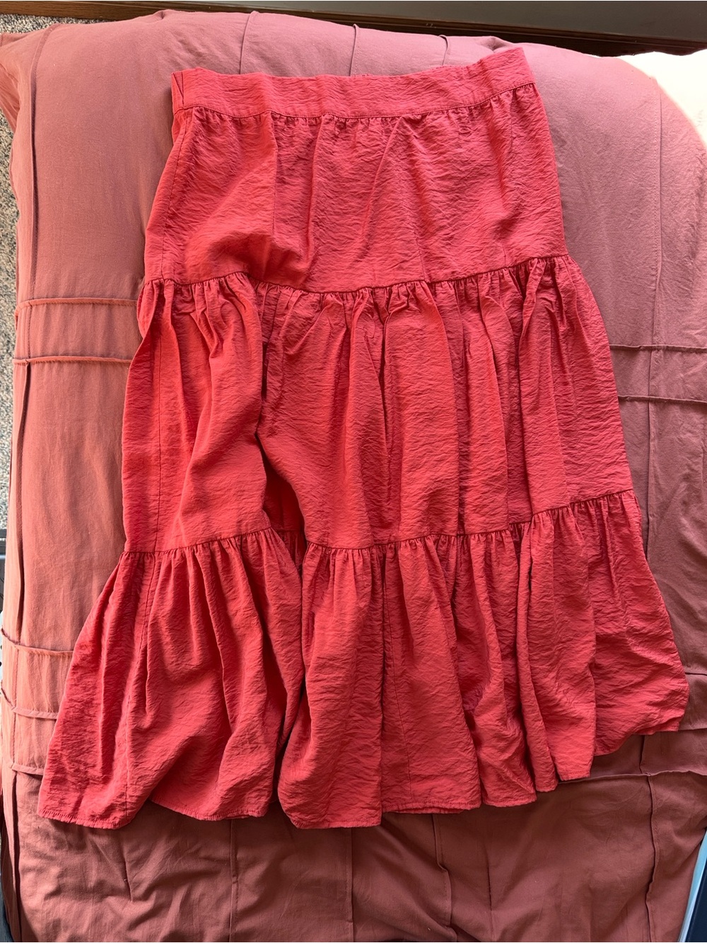 Women’s LC Lauren Conrad Burnt Orange/Red Tiered Maxi Skirt